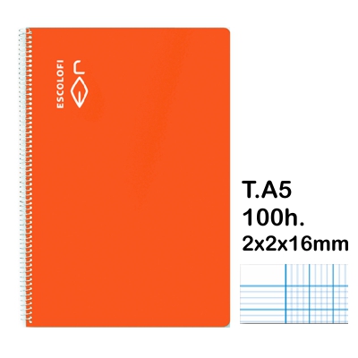 LIBRETA T.4 2X2X16MM 100 HOJAS NARANJA