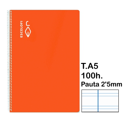 LIBRETA T.4 PAUTA 2'5MM 100H. NARANJA