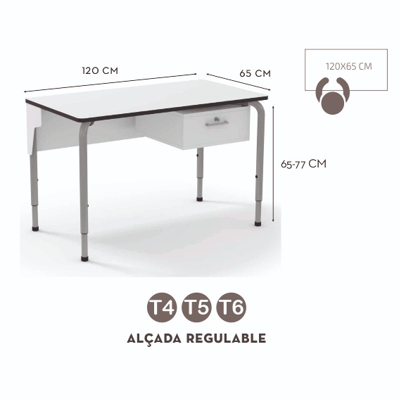MESA RECTANGLE TEACHER 120X65CM REGULABL