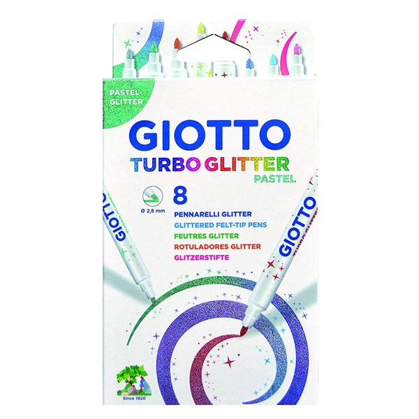 CAJA 8 ROTULADORES GLITTER PASTEL GIOTT