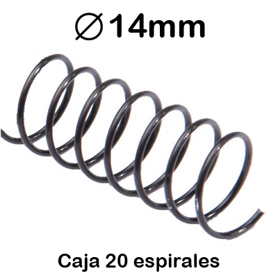 CAJA 20 ESPIRALES 5:1 14MM NEGROS METAL