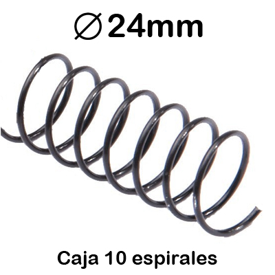 CAJA 10 ESPIRALES 5:1 24MM NEGROS METAL
