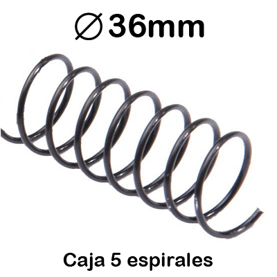CAJA 5 ESPIRALES 5:1 36MM. NEGROS METAL