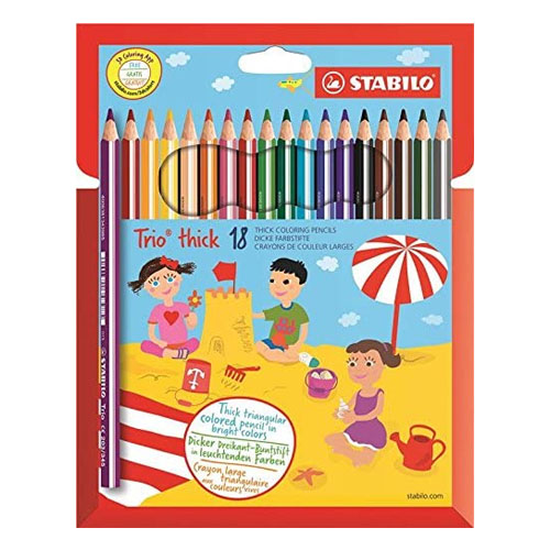CAJA 18 LAPICES COLORES TRIO STABILO