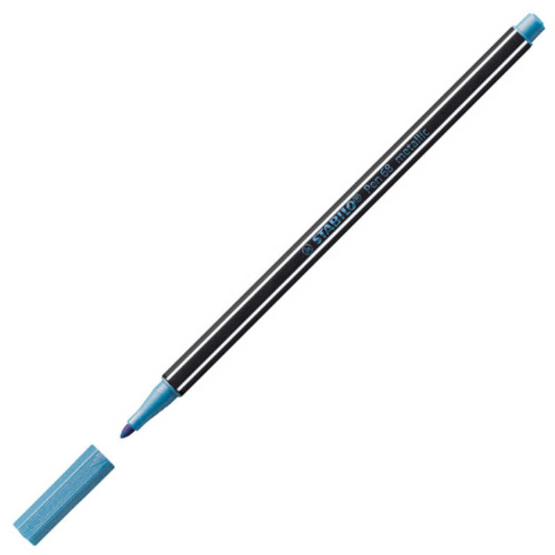 ROTULADOR PEN 68 STABILO AZUL METALIZAD