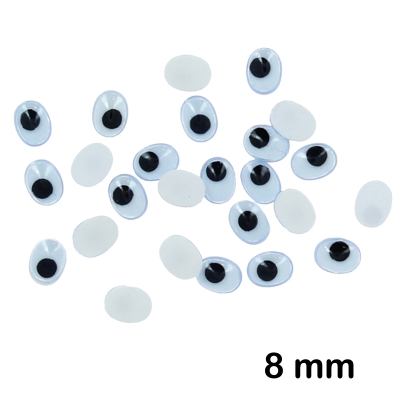 PAQ. 60 OJOS OVALADOS 8MM. ADHESIVOS