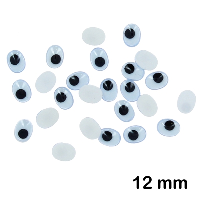 PAQ. 35 OJOS OVALADOS 12MM. ADHESIVOS
