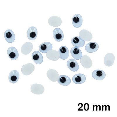 PAQ. 20 OJOS OVALADOS 20MM. ADHESIVOS