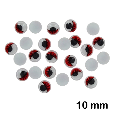 PAQ. 50 OJOS PESTAÑAS 10MM ROJOS