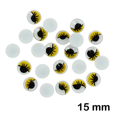 PAQ. 30 OJOS PESTAÑAS 15MM. AMARILLOS