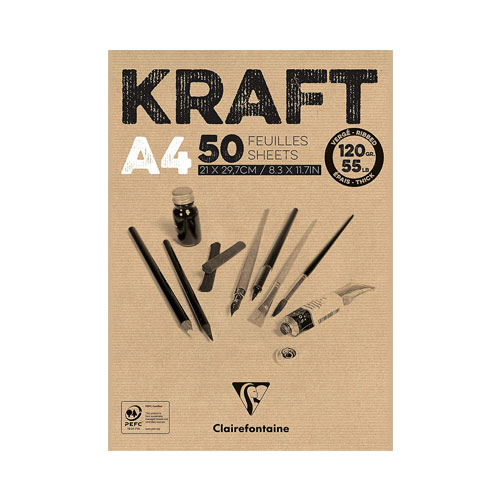BLOC A4 50H 120GR KRAFT MARRON RALLADO