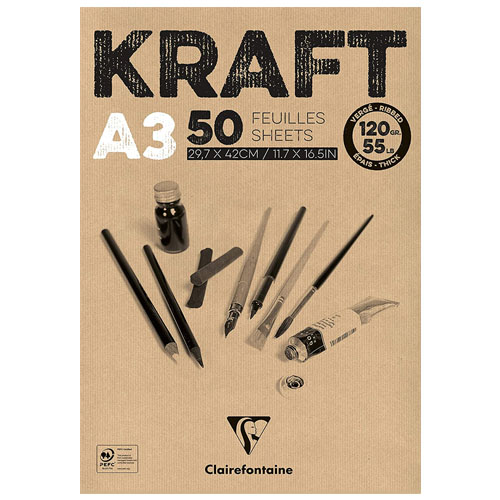 BLOC A3 50H 120GR KRAFT MARRON RALLADO