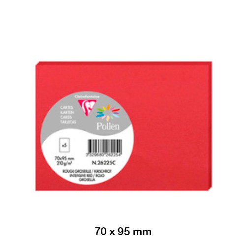 PACK 5 TARJETAS 70X95MM 210GR ROJO