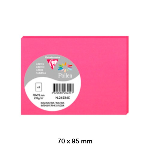PACK 5 TARJETAS 70X95MM 210GR FUCSIA