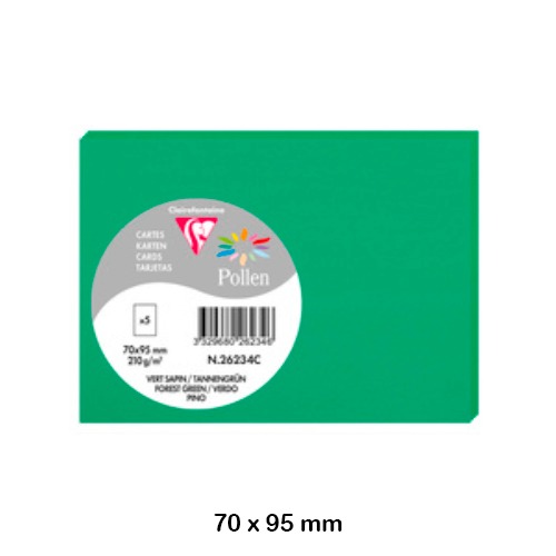 PACK 5 TARJETAS 70X95MM 210GR VERDE OSC