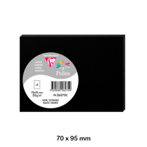 PACK 5 TARJETAS 70X95MM 210GR NEGRE