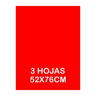 PAQUETE 3 HOJAS SEDA ROJO 52X76CM