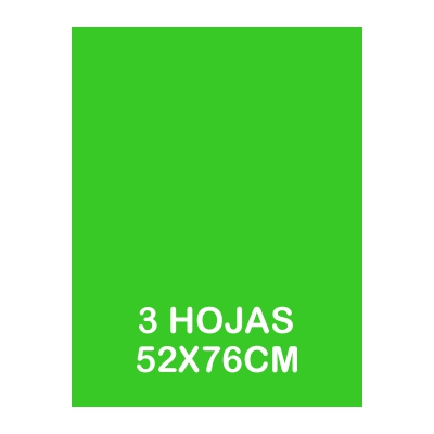 PAQUETE 3 HOJAS SEDA VERDE VIVO 52X76CM