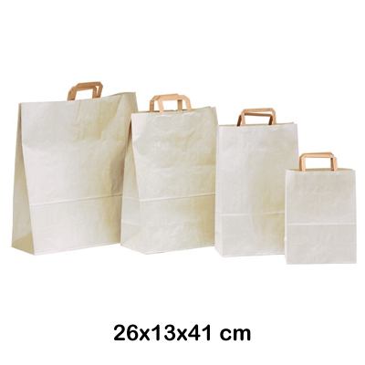 BOLSA PAPEL CON ASA BLANCA 26+13X41CM
