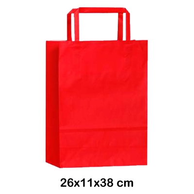 BOLSA PAPEL CON ASA 26+11X38CM ROJO