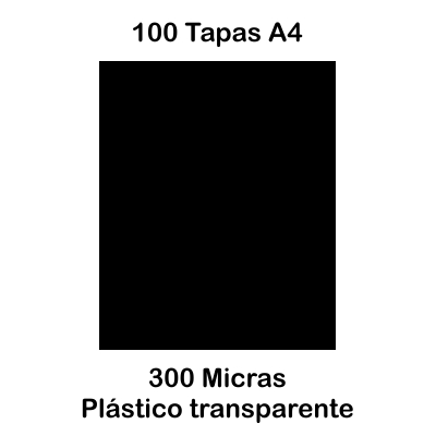 PAQUETE 100 TAPAS A4 300MIC NEGRAS