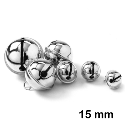 PAQUETE 25UDS CASCABELES 15MM PLATEADOS