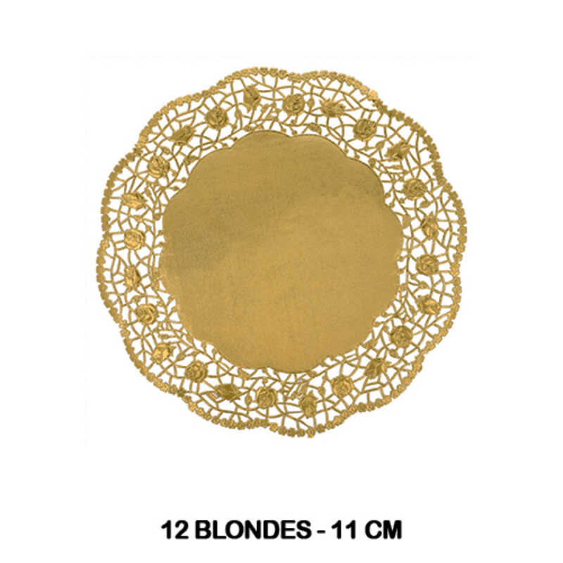 PAQ. 12 BLONDAS PAPEL 11CM COLOR ORO