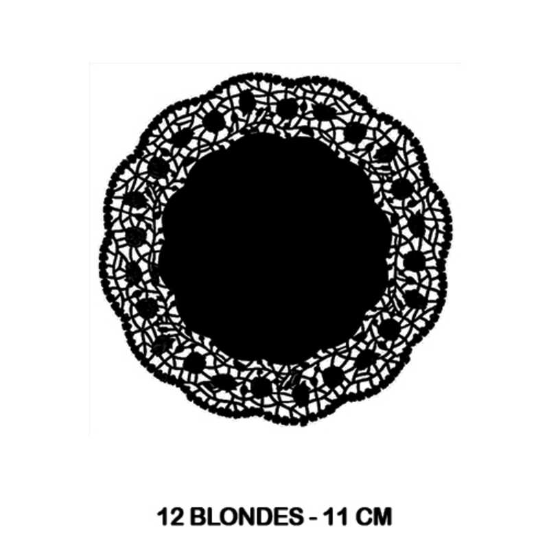 PAQ. 12 BLONDAS PAPEL 11CM COLOR NEGRO