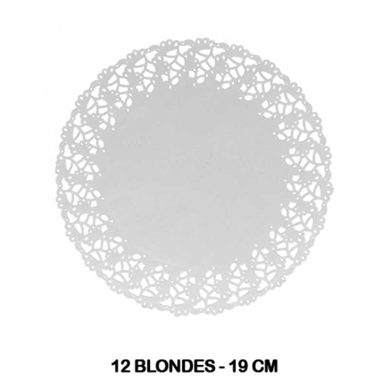 PAQ. 12 BLONDAS PAPEL 19CM COLOR BLANCO
