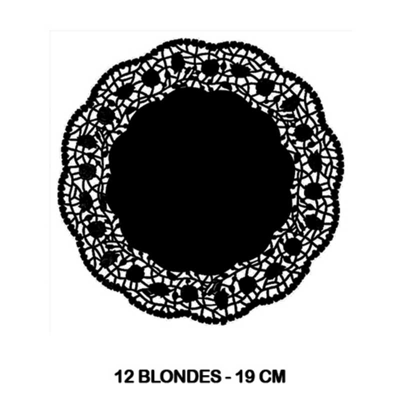 PAQ. 12 BLONDAS PAPEL 19CM COLOR NEGRO