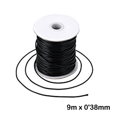 ROLLO 9M CORDON NYLON/CUERO 0,38MM NEGR
