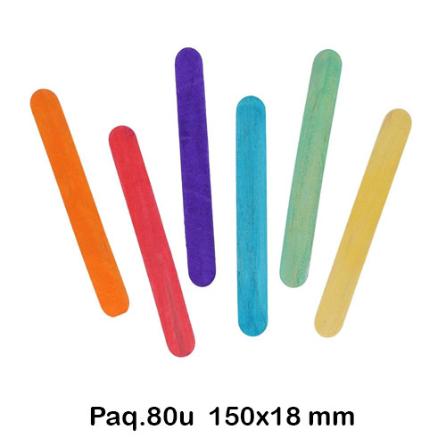 PAQ. 80 PALOS HELADO GRUESOS COLORES
