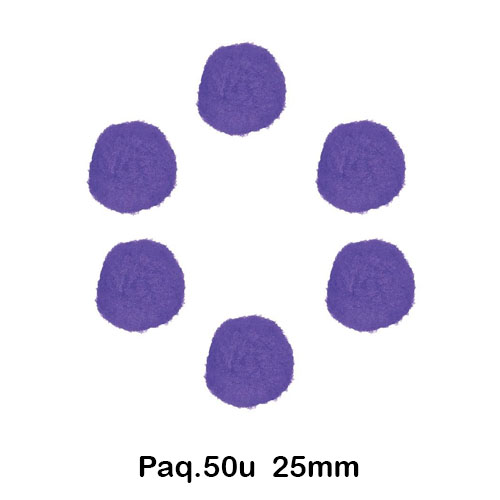 PAQ. 50 POMPONES 25MM COLOR LILA