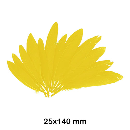 PAQ. 60 PLUMAS 14CM COLOR AMARILLO