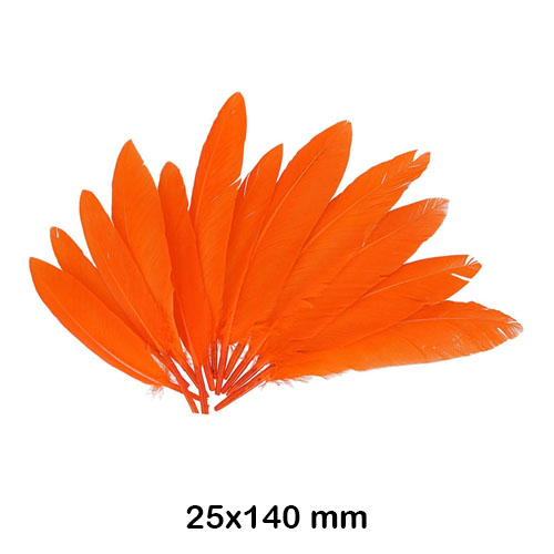 PAQ. 60 PLUMAS 14CM COLOR NARANJA