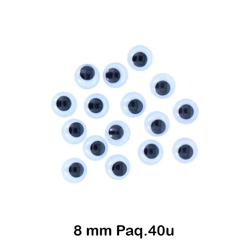 P. 40 OJOS MOVILES 8MM FLUORESC ADHESIV