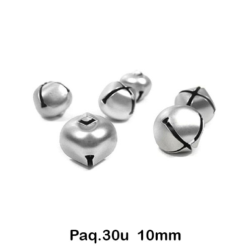 PAQ. 30 CASCABELES 10MM PLATEADOS