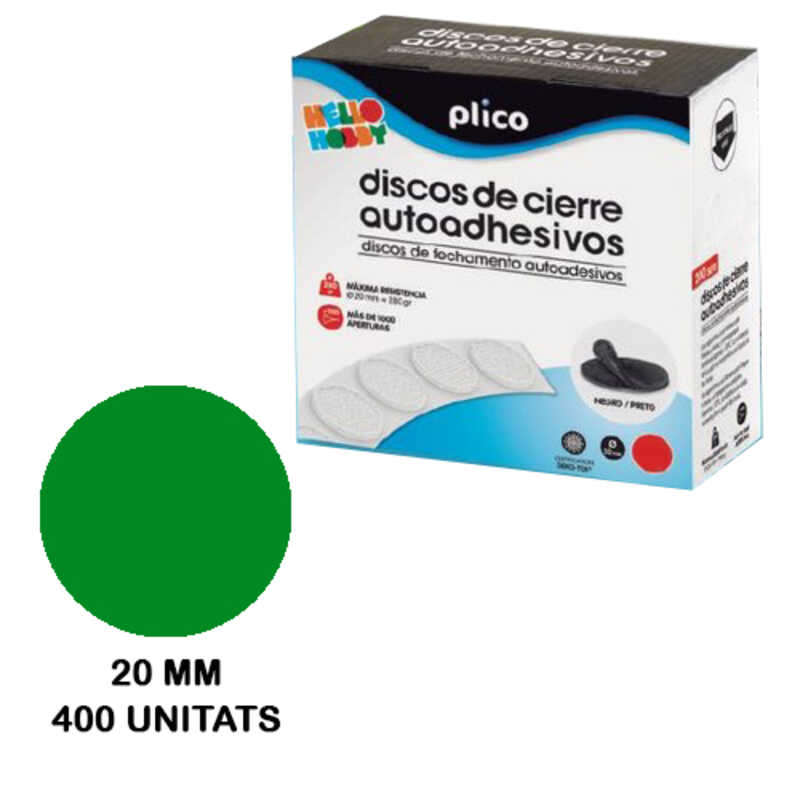 PACK 400 CIRCULOS VELCRO 20MM VERDE