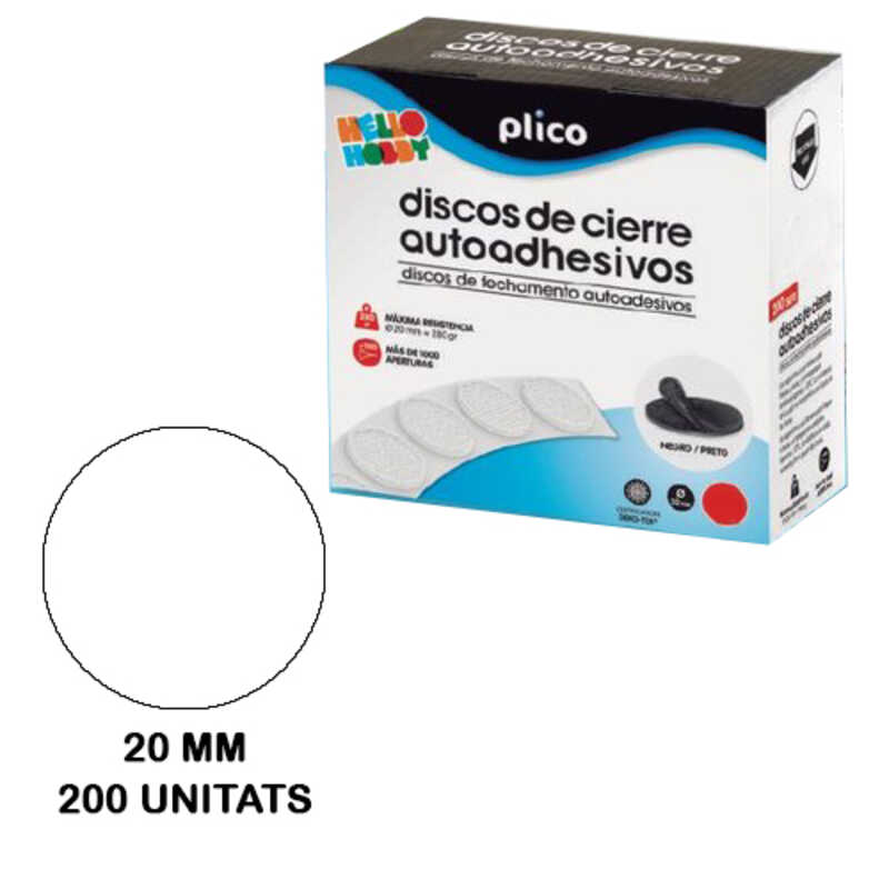 PACK 200 CIRCULOS VELCRO 20MM BLANCO