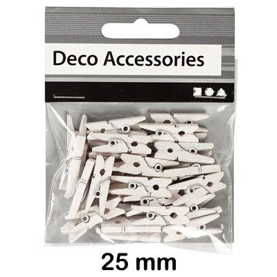PAQ.36 MINI PINZAS 25MM MADERA BLANCO