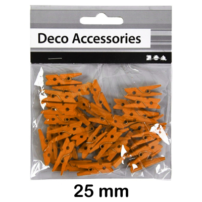 PAQ.36 MINI PINZAS 25MM MADERA NARANJA