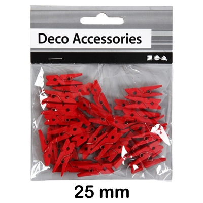 PAQ.36 MINI PINZAS 25MM MADERA ROJO
