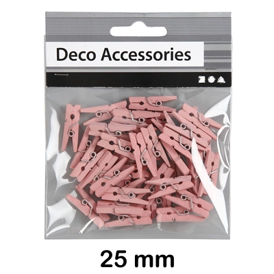 PAQ.36 MINI PINZAS 25MM MADERA ROSA