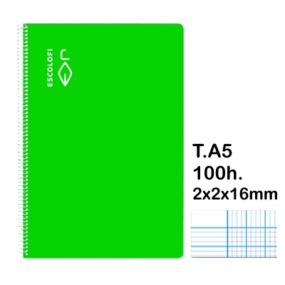 LIBRETA T.4 2X2X16MM 100 HOJAS VERDE