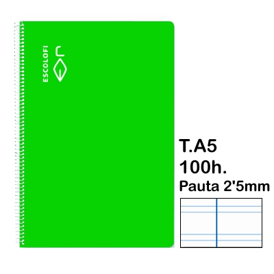 LIBRETA T.4 PAUTA 2'5MM 100H. VERDE
