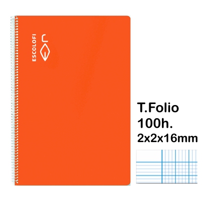 LIBRETA T.FOLIO 2X2X16MM 100H. NARANJA