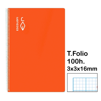 LIB.ESPIRAL MILI.Fº 100H 3X3X16 NARANJA
