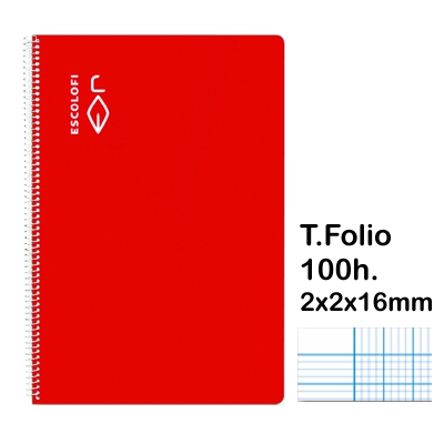 LIBRETA T.FOLIO 2X2X16MM 100H. ROJO
