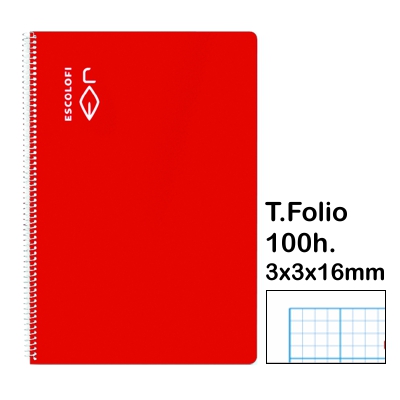 LIB.ESPIRAL MILI.Fº 100H 3X3X16 ROJO