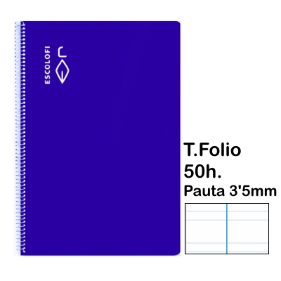 LIBRETA T.FOLIO PAUTA 3'5MM 50H.AZUL